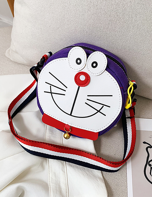 Fashion Violet Cartoon Cat Canvas Shoulder Messenger Bag