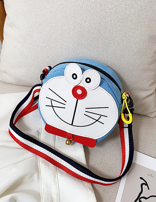 Fashion Light Blue Cartoon Cat Canvas Shoulder Messenger Bag