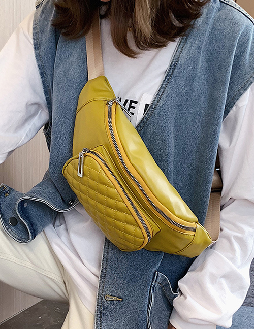 Fashion Yellow Lingge Diagonal Chest Bag
