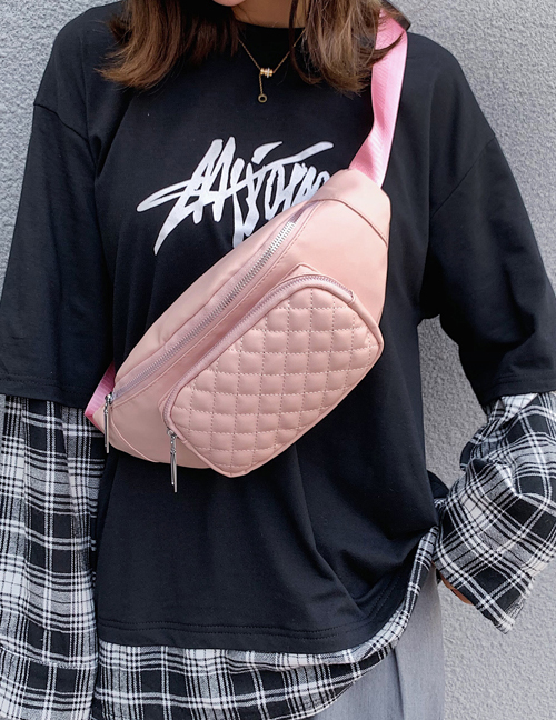 Fashion Pink Lingge Diagonal Chest Bag