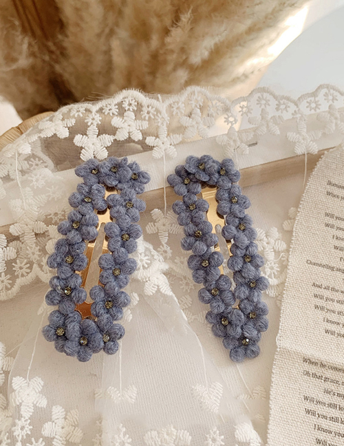 Fashion Water Droplets - Fog Blue Velvet Flower Hair Clips (single Price)