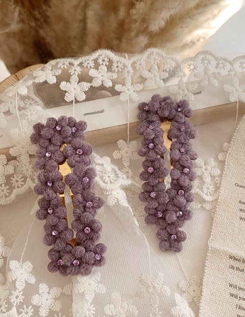 Fashion Square-purple Velvet Flower Hair Clips (single Price)
