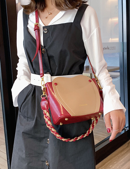 Fashion Khaki Contrast Shoulder Hand Crossbody Bag