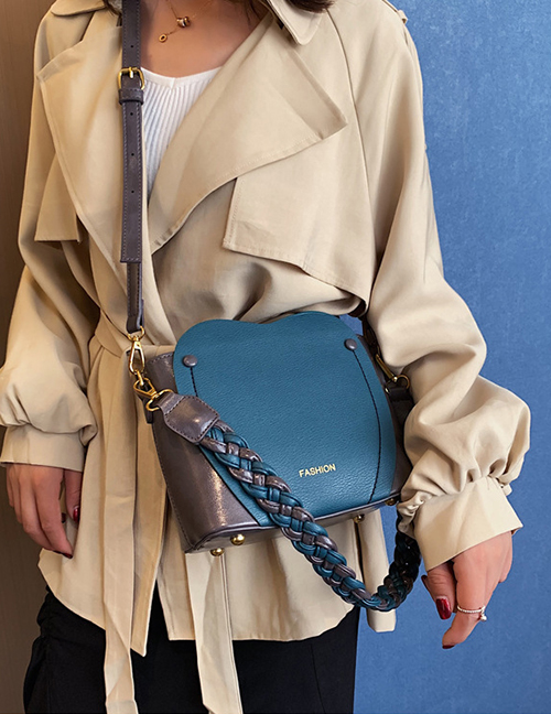 Fashion Blue Contrast Shoulder Hand Crossbody Bag