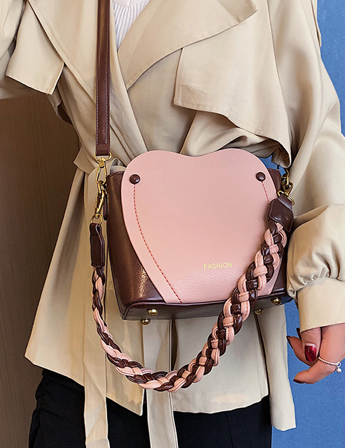 Fashion Pink Contrast Shoulder Hand Crossbody Bag