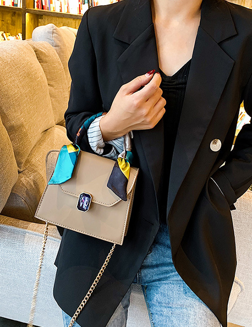 Fashion Khaki Chain Shoulder-shoulder Messenger Bag