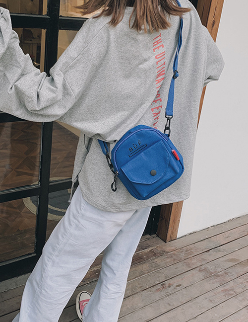 Fashion Blue Letter Printed Backpack