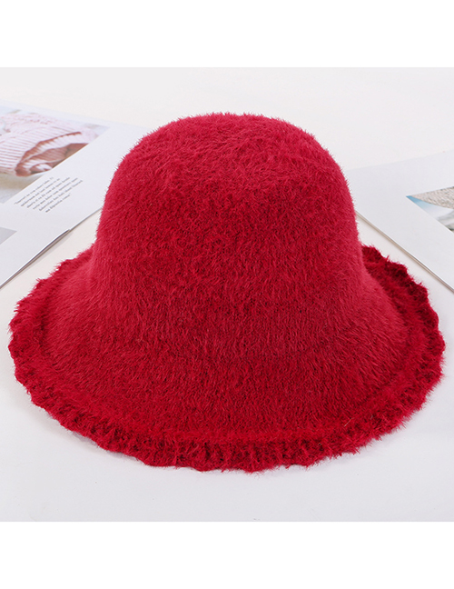 Fashion Wine Red Lace-up Velvet Knit Cap