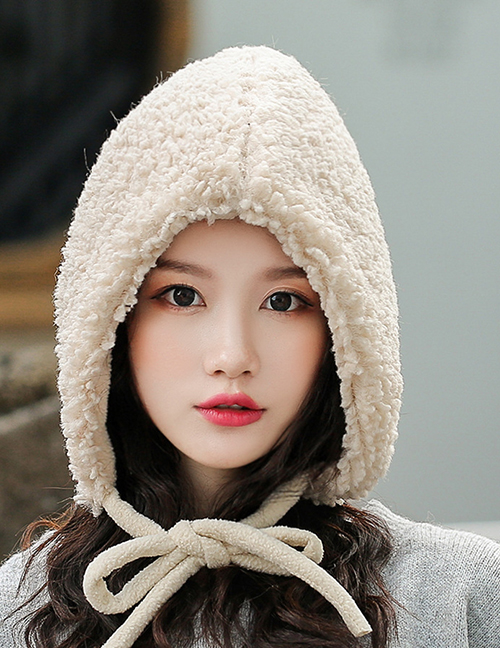 Fashion White (adult) Thickened Lambskin Knit Plus Velvet Pointed Parent-child Cap