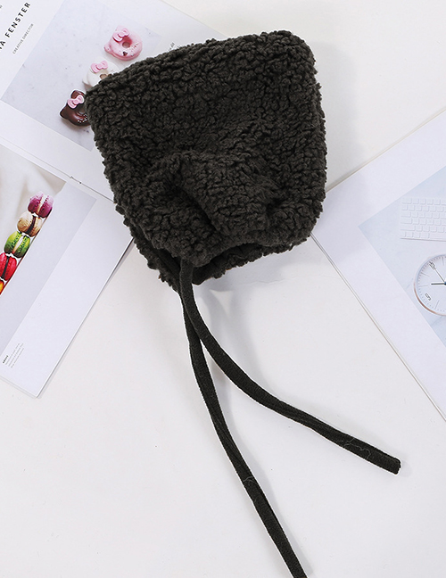 Fashion Black (child) Thickened Lambskin Knit Plus Velvet Pointed Parent-child Cap