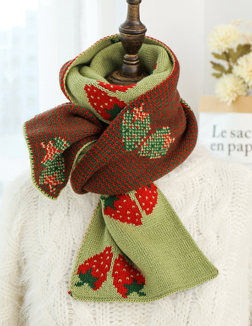 Fashion Fruit Green Strawberry Knit Wool Scarf