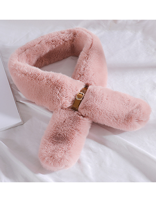 Fashion Pink Imitation Rabbit Fur Buckle Scarf
