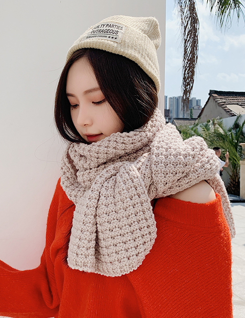 Fashion Pink Knitted Wool Scarf