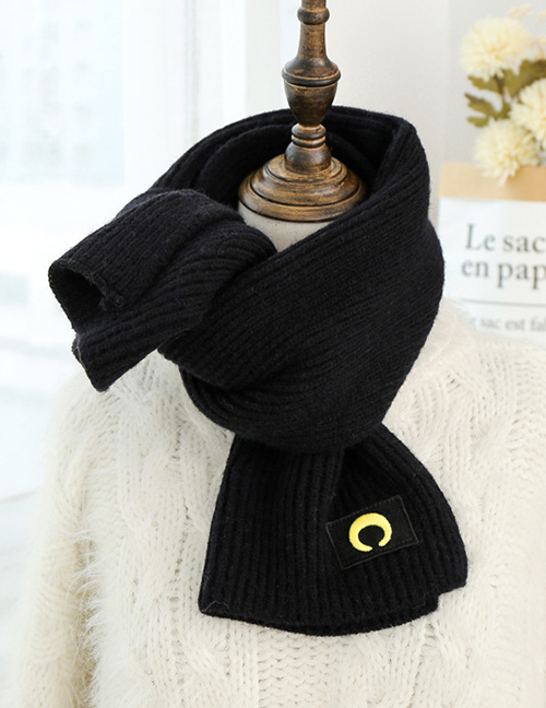 Fashion Black Knitted Crescent Long Scarf