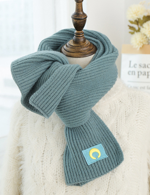 Fashion Lake Blue Knitted Crescent Long Scarf