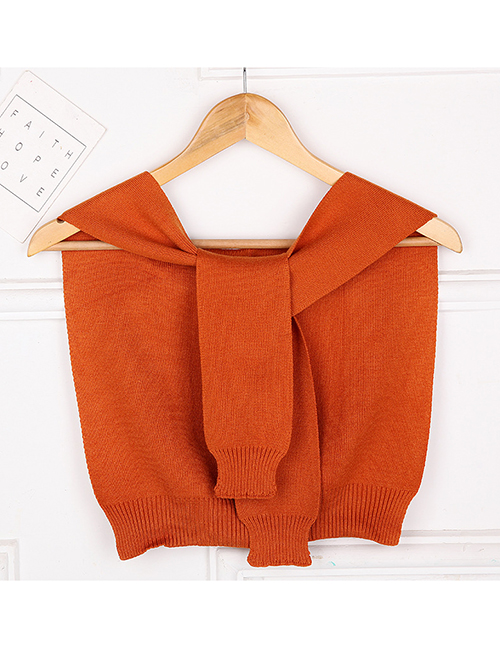 Fashion F51 Orange Red Knitted Knotted Small Shawl