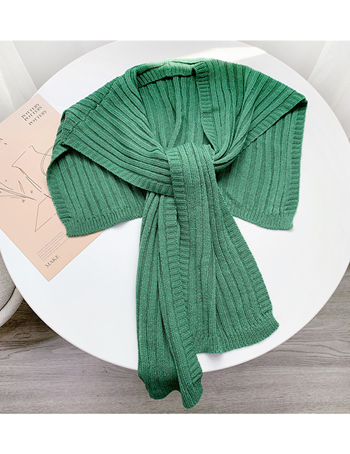 Fashion L02 Dark Green Knitted Knotted Small Shawl