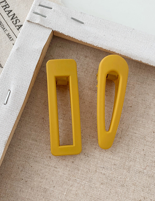 Fashion Square-yellow Matte Geometric Hair Clip (single Price)