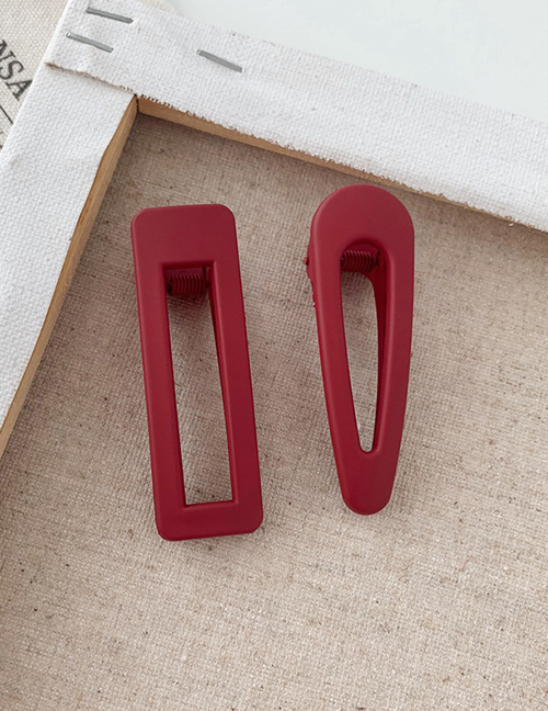 Fashion Square - Wine Red Matte Geometric Hair Clip (single Price)