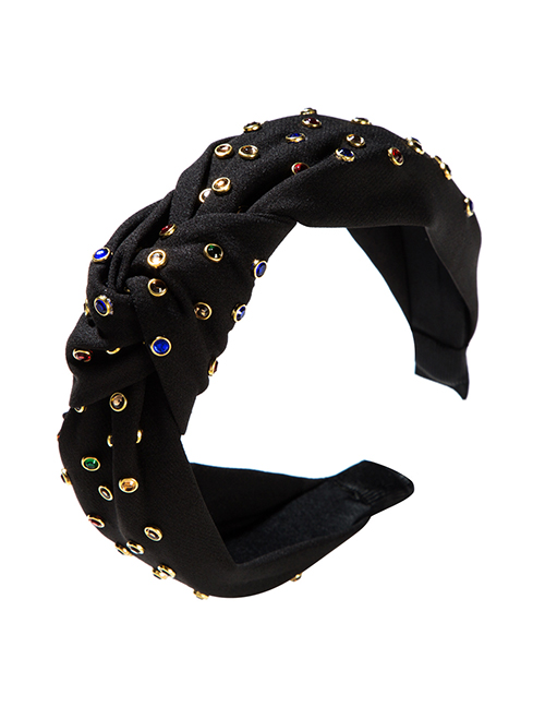Fashion Black Hot Diamonding Knotted Wide-brimmed Headband