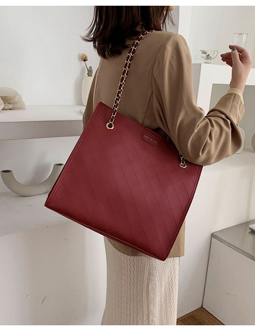 Fashion Red Chain Rhombic Shoulder Bag