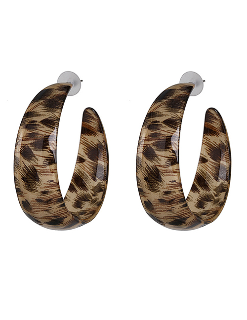 Fashion Brown Large C-shaped Acrylic Earrings