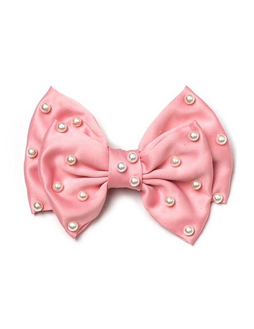 Fashion Pink Chiffon Printed Two-layer Bow Spring Clip