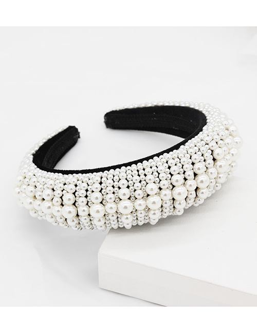 Fashion Black Full Pearl Sponge Headband