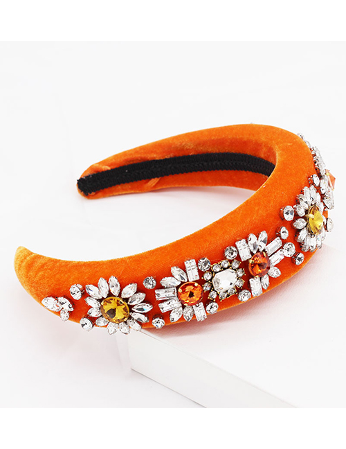 Fashion Orange Diamond Sun Flower Sponge Headband