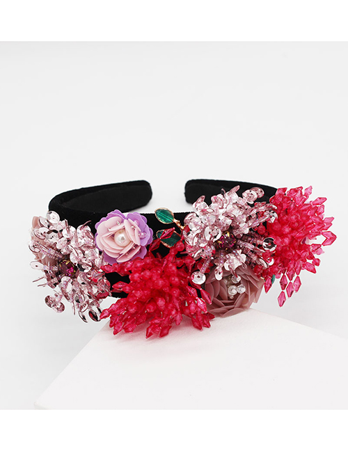 Fashion Purple Crystal Fringed Geometric Flower Headband