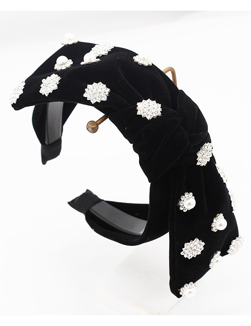 Fashion Black Full Diamond Snowflake Bow Headband