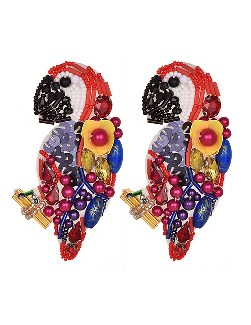 Fashion Color Resin Beaded Sequin Stud Earrings
