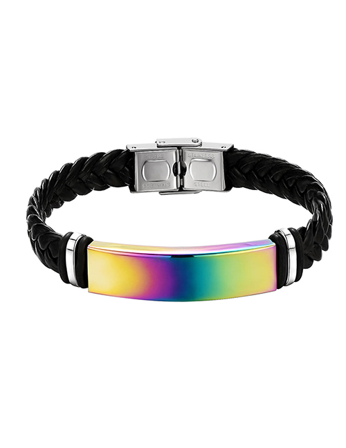Fashion Color Stainless Steel Magnetic Buckle Leather Bracelet