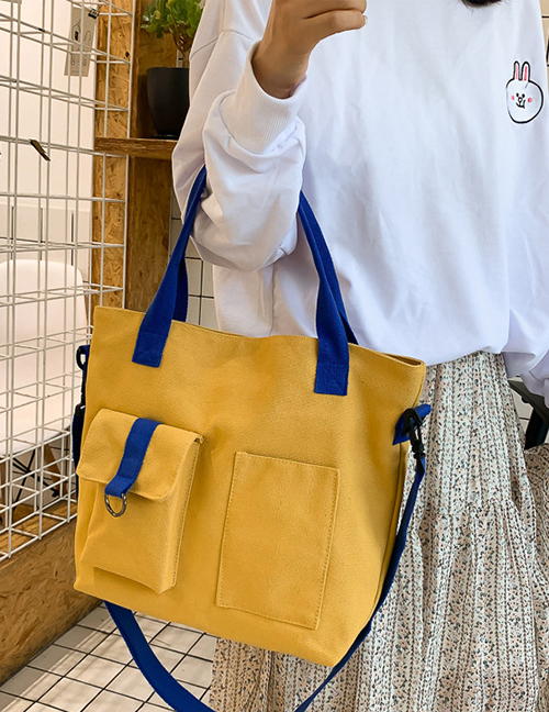 Fashion Yellow Canvas Stitching Webbing Crossbody Shoulder Bag