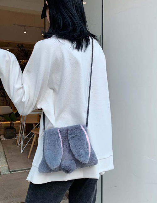 Fashion Blue Plush Rabbit Chain Shoulder Messenger Bag