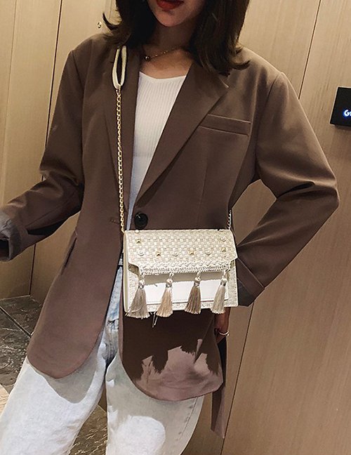 Fashion White Chain Tassel One Shoulder Messenger Bag