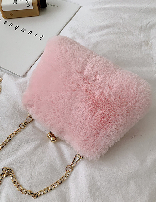 Fashion Pink Pinch Plush Chain Shoulder Messenger Bag
