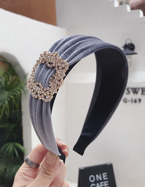 Fashion Gray Diamond Velvet Wide-brimmed Headband