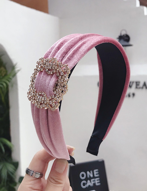 Fashion Pink Diamond Velvet Wide-brimmed Headband