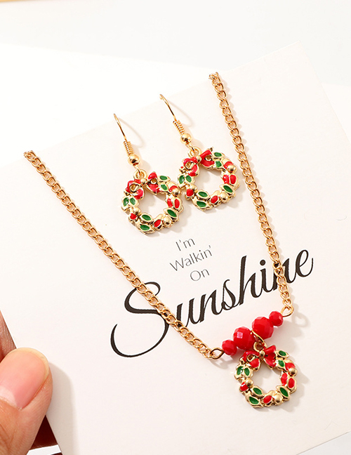 Fashion Gold Christmas Drop Earrings Necklace