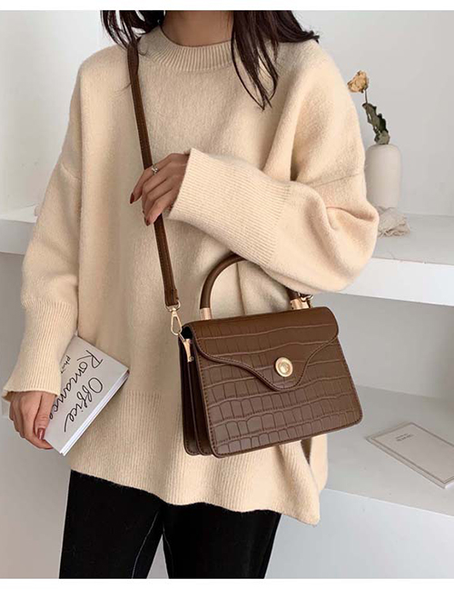 Fashion Brown Stone Pattern Lock Shoulder Bag Shoulder Bag