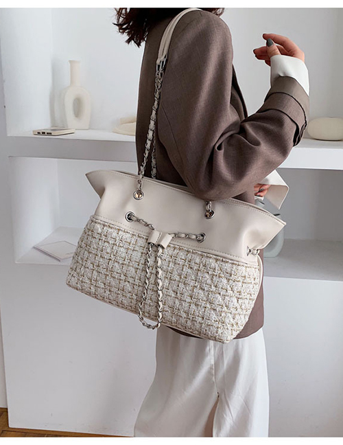 Fashion White Grid Woolet Chain Portable Messenger Bag