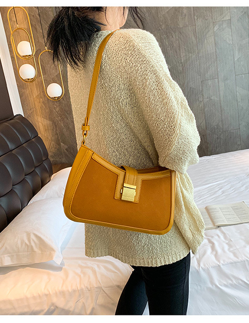 Fashion Yellow Lock Color Collision Backpack