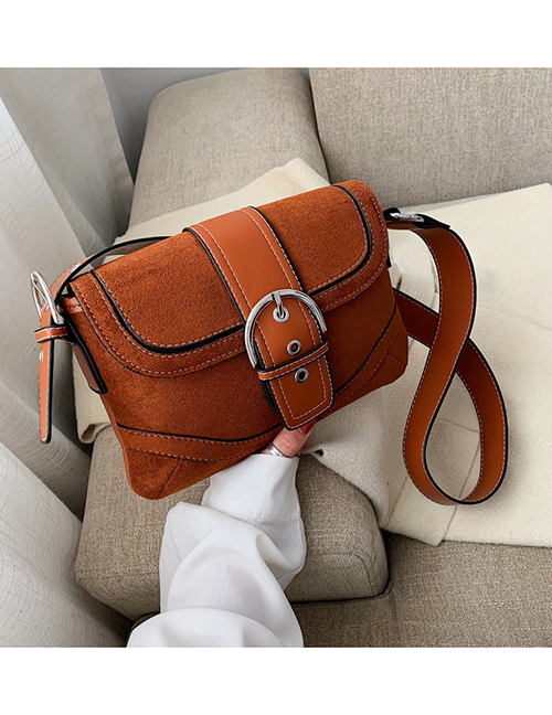 Fashion Brown Frosted Contrast Splicing Shoulder Crossbody Bag