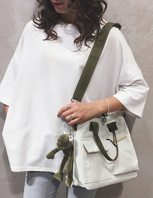 Fashion White Send Pendant Canvas Single Shoulder Messenger Bag