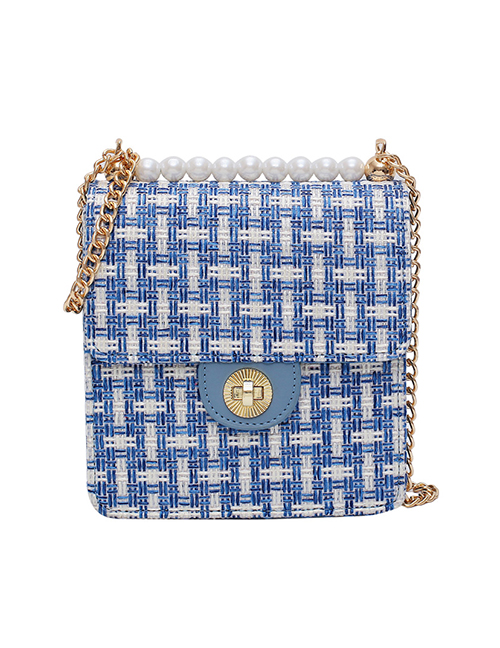 Fashion Small Blue Chain Plaid Shoulder Crossbody Bag