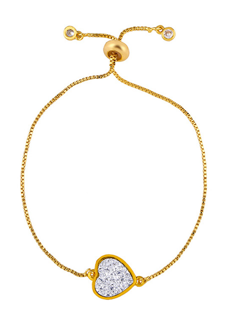 Fashion White Heart Shaped Gold Diamond Zircon Bracelet