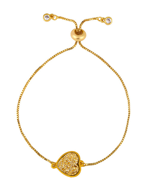 Fashion Heart-shaped Gold Diamond Zircon Bracelet