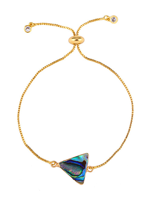 Fashion Triangle Gold Natural Abalone Round Cutout Geometric Bracelet