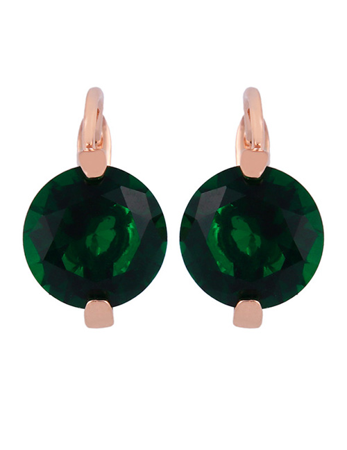 Fashion Green Round Geometric Zircon Earrings